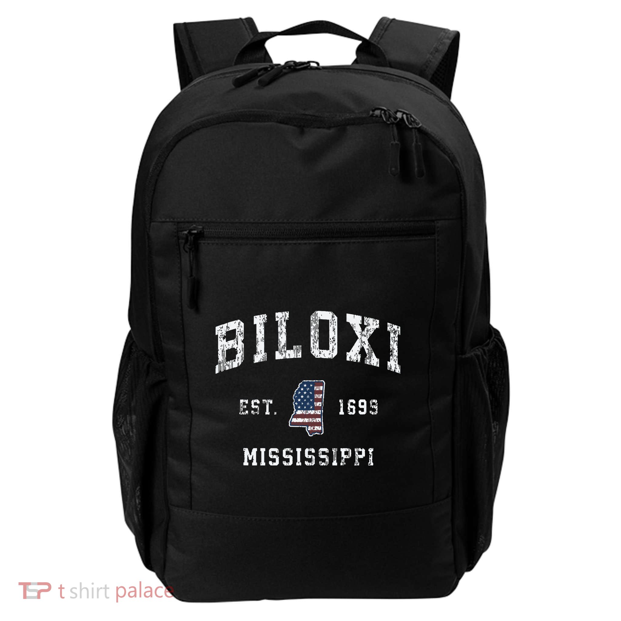 Biloxi Mississippi Ms Vintage American Flag Sports Design Backpack