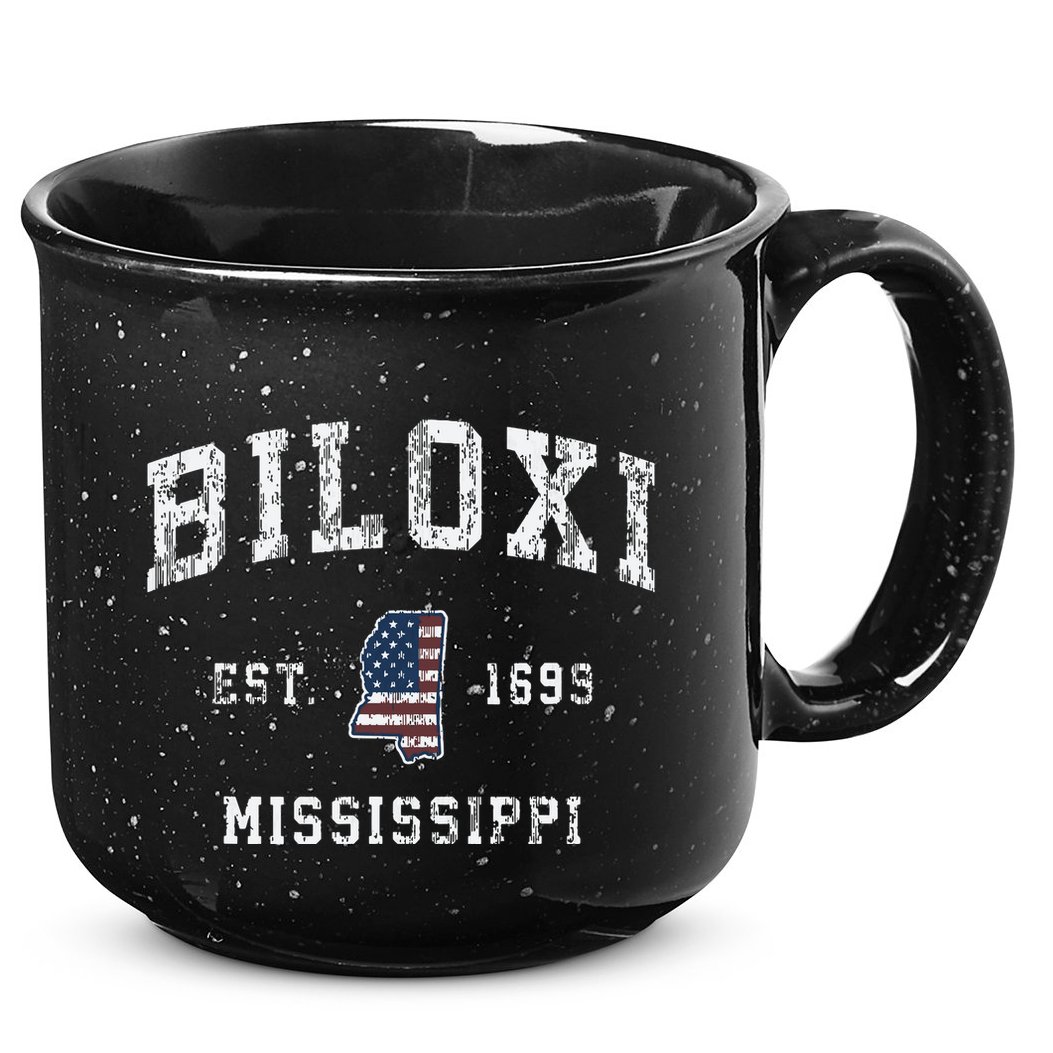 Biloxi Mississippi Ms Vintage American Flag Sports Design 15oz Campfire Ceramic Mug