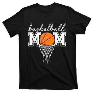 Basketball Mom Mother Leopard Basketball Hoop Net Game Day T-Shirt