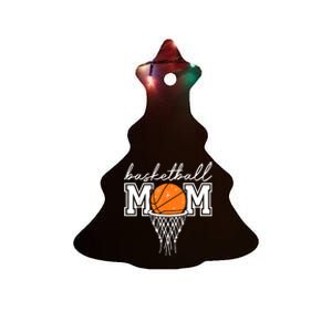 Basketball Mom Mother Leopard Basketball Hoop Net Game Day Ceramic Tree Ornament