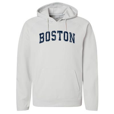 Boston Massachusetts Ma Vintage Sports Design Design Performance Fleece Hoodie