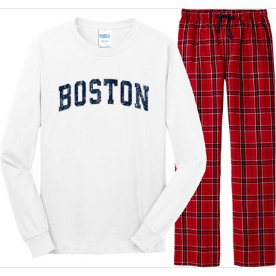 Boston Massachusetts Ma Vintage Sports Design Design Long Sleeve Pajama Set