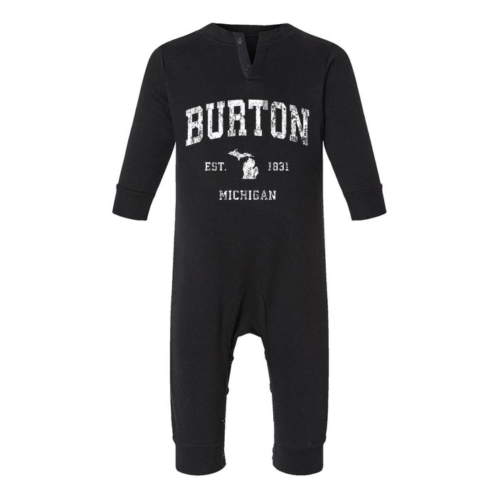 Burton Michigan MI Vintage Athletic Sports Infant Fleece One Piece