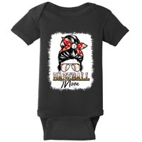 Baseball Mom Messy Bun Mama Baseball Game Day Mothers Day Baby Bodysuit