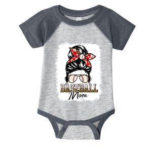 Baseball Mom Messy Bun Mama Baseball Game Day Mothers Day Infant Baby Jersey Bodysuit