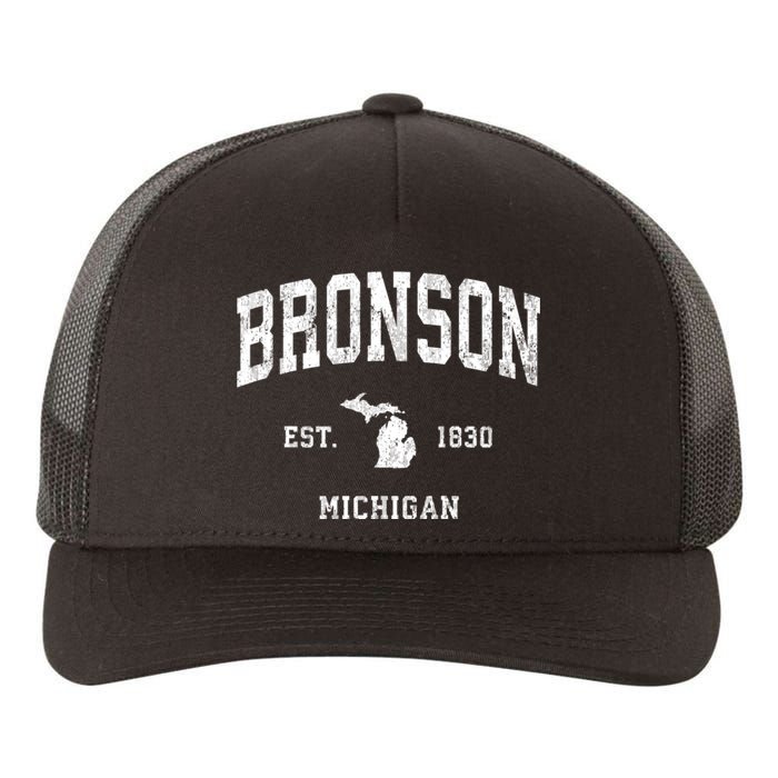 Bronson Michigan Mi Vintage Athletic Sports Yupoong Adult 5-Panel Trucker Hat