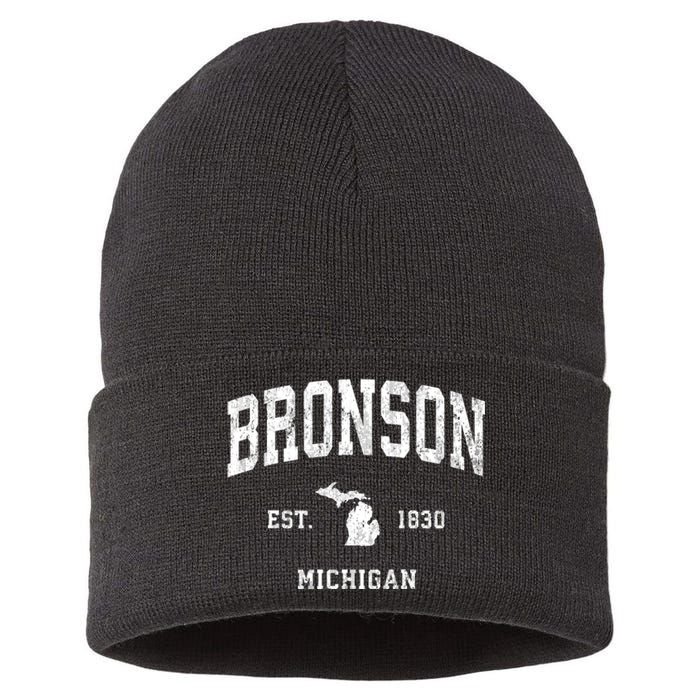 Bronson Michigan Mi Vintage Athletic Sports Sustainable Knit Beanie