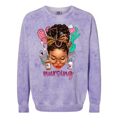 Black Melanin Nurse Black History Month Afro Hair Colorblast Crewneck Sweatshirt