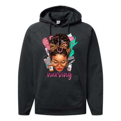 Black Melanin Nurse Black History Month Afro Hair Performance Fleece Hoodie