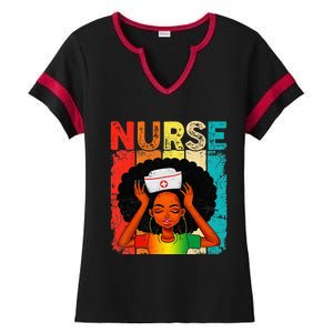 Black Man Nurse Afro Black History Month Juneteenth Ladies Halftime Notch Neck Tee