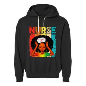 Black Man Nurse Afro Black History Month Juneteenth Garment-Dyed Fleece Hoodie