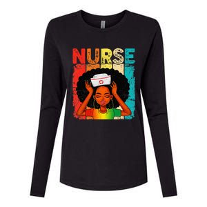 Black Man Nurse Afro Black History Month Juneteenth Womens Cotton Relaxed Long Sleeve T-Shirt