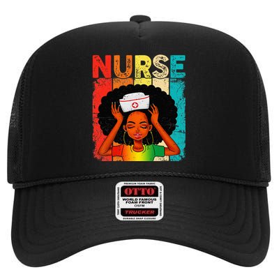 Black Man Nurse Afro Black History Month Juneteenth High Crown Mesh Back Trucker Hat