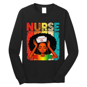 Black Man Nurse Afro Black History Month Juneteenth Long Sleeve Shirt