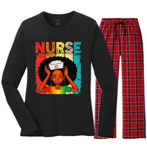 Black Man Nurse Afro Black History Month Juneteenth Women's Long Sleeve Flannel Pajama Set 