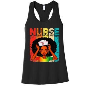 Black Man Nurse Afro Black History Month Juneteenth Women's Racerback Tank