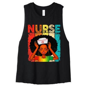 Black Man Nurse Afro Black History Month Juneteenth Women's Racerback Cropped Tank