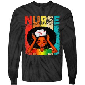 Black Man Nurse Afro Black History Month Juneteenth Tie-Dye Long Sleeve Shirt