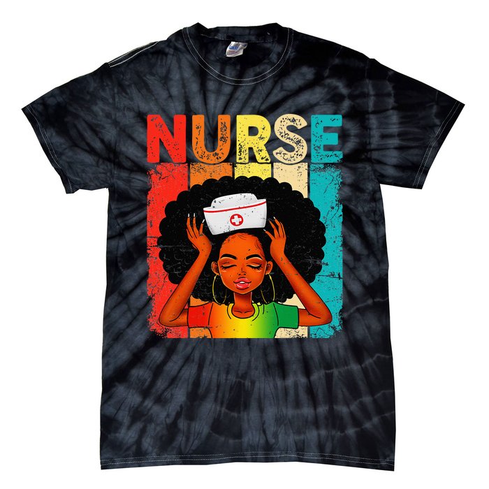 Black Man Nurse Afro Black History Month Juneteenth Tie-Dye T-Shirt