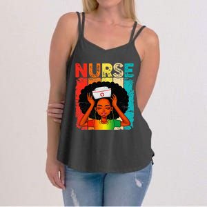 Black Man Nurse Afro Black History Month Juneteenth Women's Strappy Tank