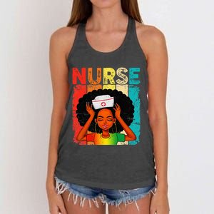 Black Man Nurse Afro Black History Month Juneteenth Women's Knotted Racerback Tank