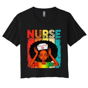 Black Man Nurse Afro Black History Month Juneteenth Women's Crop Top Tee