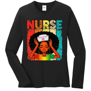 Black Man Nurse Afro Black History Month Juneteenth Ladies Long Sleeve Shirt