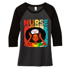 Black Man Nurse Afro Black History Month Juneteenth Women's Tri-Blend 3/4-Sleeve Raglan Shirt