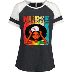 Black Man Nurse Afro Black History Month Juneteenth Enza Ladies Jersey Colorblock Tee