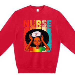 Black Man Nurse Afro Black History Month Juneteenth Premium Crewneck Sweatshirt