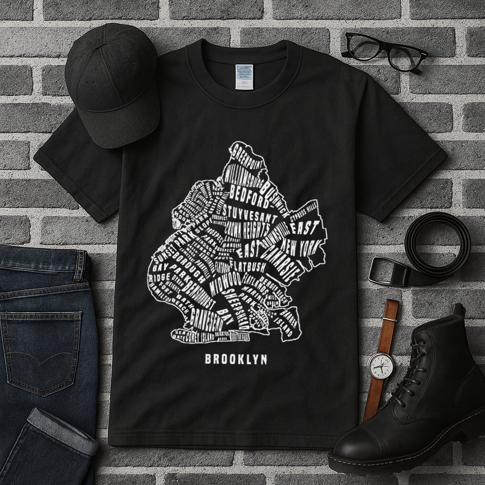 Brooklyn Map Nyc Souvenir Jersey Tall T-Shirt