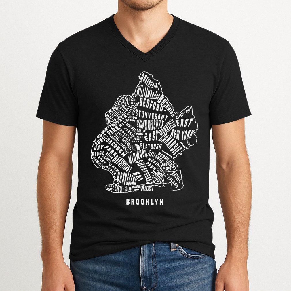 Brooklyn Map Nyc Souvenir Jersey V-Neck T-Shirt