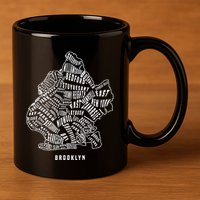 Brooklyn Map Nyc Souvenir Jersey 11oz C Handle Ceramic Mug