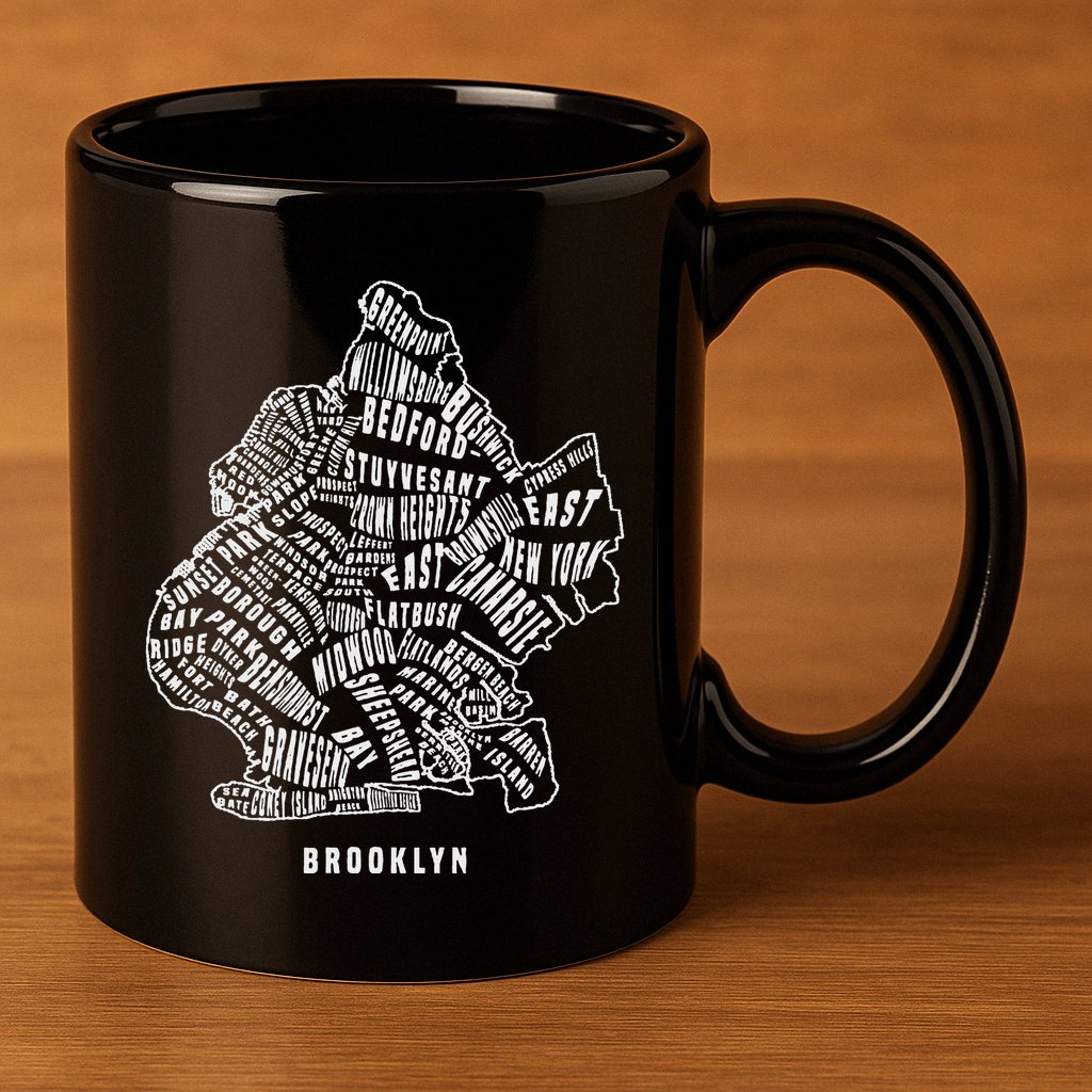 Brooklyn Map Nyc Souvenir Jersey 11oz C Handle Ceramic Mug