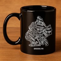 Brooklyn Map Nyc Souvenir Jersey 11oz C Handle Ceramic Mug