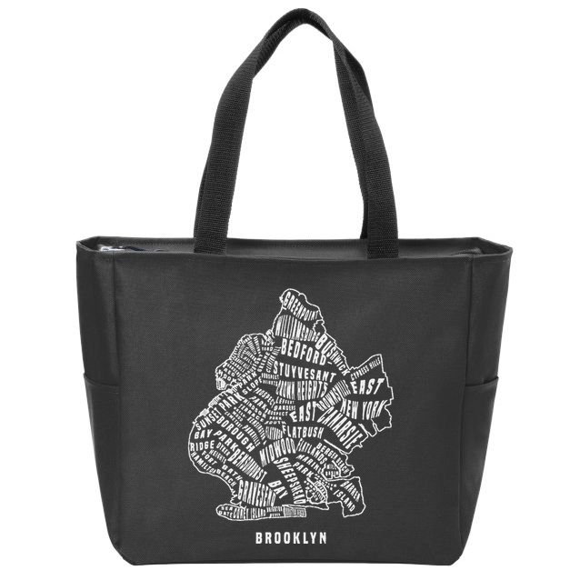 Brooklyn Map Nyc Souvenir Jersey Zip Tote Bag