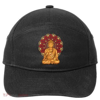Buddha Monk Namaste Buddha Day Smile Happy Laugh Buddhism Gift 7-Panel Snapback Hat