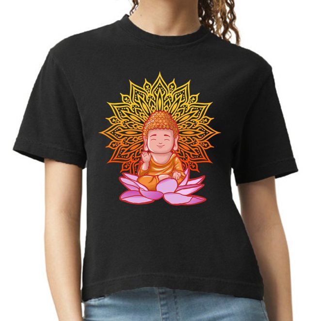 Buddha Monk Namaste Day Smile Happy Laugh Buddhism Gift Comfort Colors Boxy T-Shirt