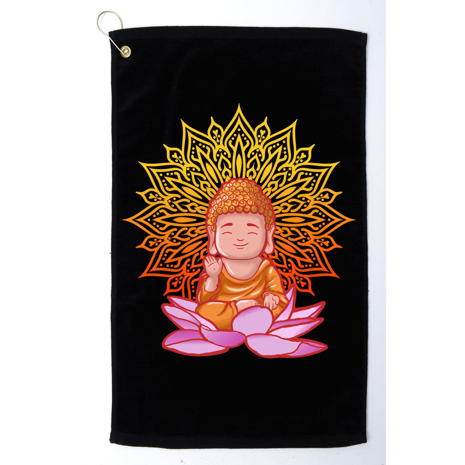 Buddha Monk Namaste Day Smile Happy Laugh Buddhism Gift Golf Towel