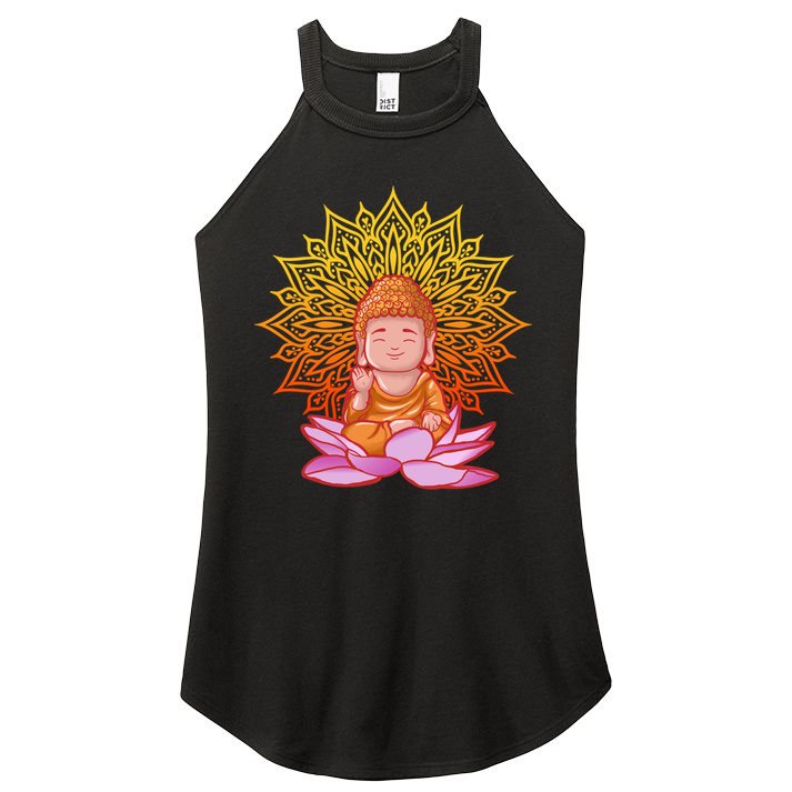 Buddha Monk Namaste Day Smile Happy Laugh Buddhism Gift Women's Perfect Tri Rocker Tank