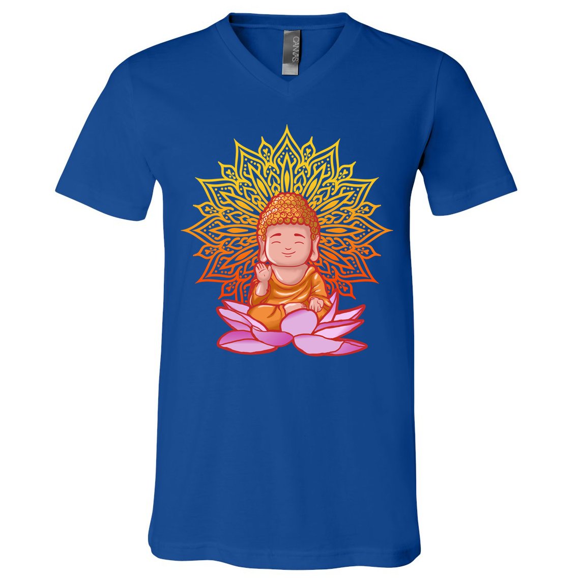 Buddha Monk Namaste Day Smile Happy Laugh Buddhism Gift V-Neck T-Shirt