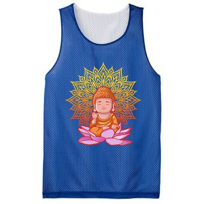 Buddha Monk Namaste Day Smile Happy Laugh Buddhism Gift Mesh Reversible Basketball Jersey Tank