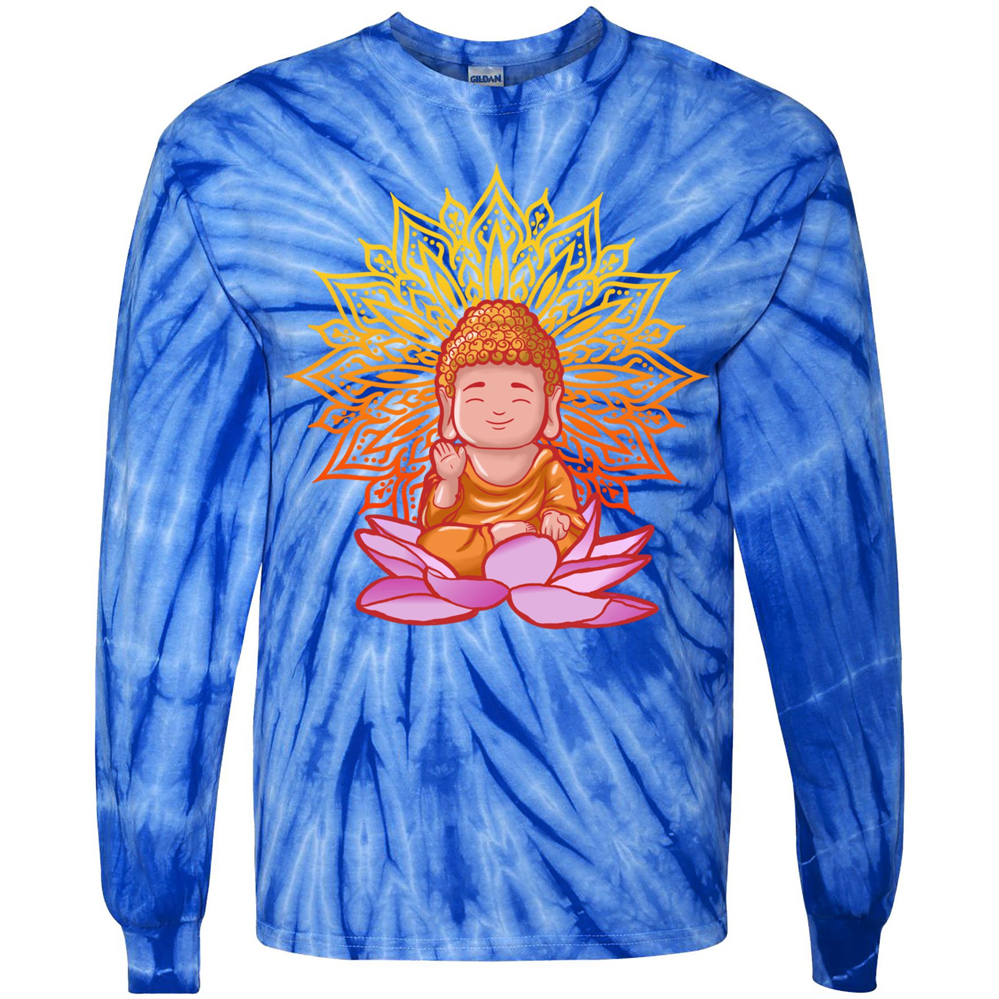 Buddha Monk Namaste Day Smile Happy Laugh Buddhism Gift Tie-Dye Long Sleeve Shirt