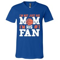 Basketball Mother Number 1 Fan Gift Basketball Mom Cute Gift V-Neck T-Shirt