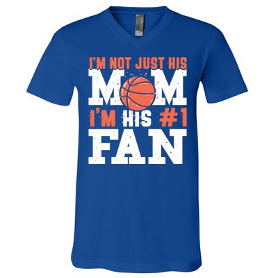 Basketball Mother Number 1 Fan Gift Basketball Mom Cute Gift V-Neck T-Shirt