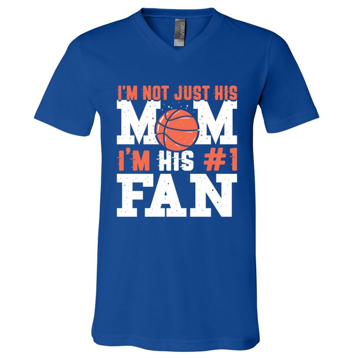 Basketball Mother Number 1 Fan Gift Basketball Mom Cute Gift V-Neck T-Shirt