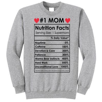 Best Mom Nutrition Facts Tall Sweatshirt