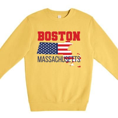 Boston Massachusetts New England Cape Cod Usa Flag Sports Premium Crewneck Sweatshirt