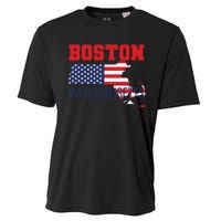 Boston Massachusetts New England Cape Cod Usa Flag Sports Cooling Performance Crew T-Shirt