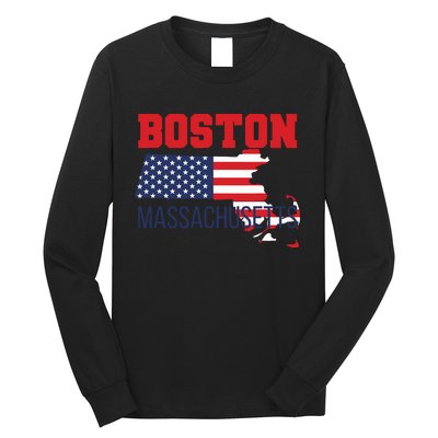 Boston Massachusetts New England Cape Cod Usa Flag Sports Long Sleeve Shirt